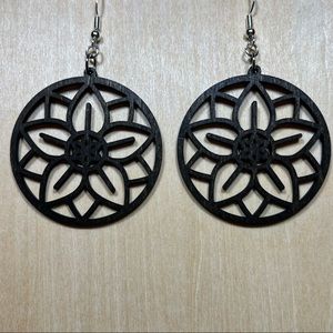Flower earrings, wood flower earrings, wood earrings, wooden jewelry